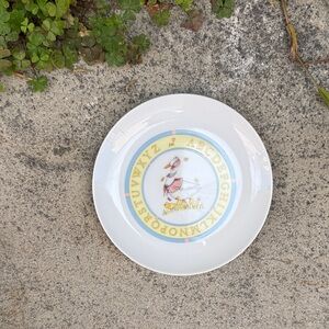Vintage Children's Alphabet Decorative Plate in Pastel Blue and Yellow